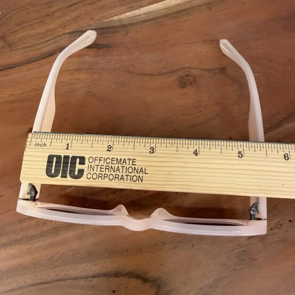 Quay Australia Hyped Up Narrow Hexagon Sunglasses Pink Nude Perfect Condition - Picture 6 of 7